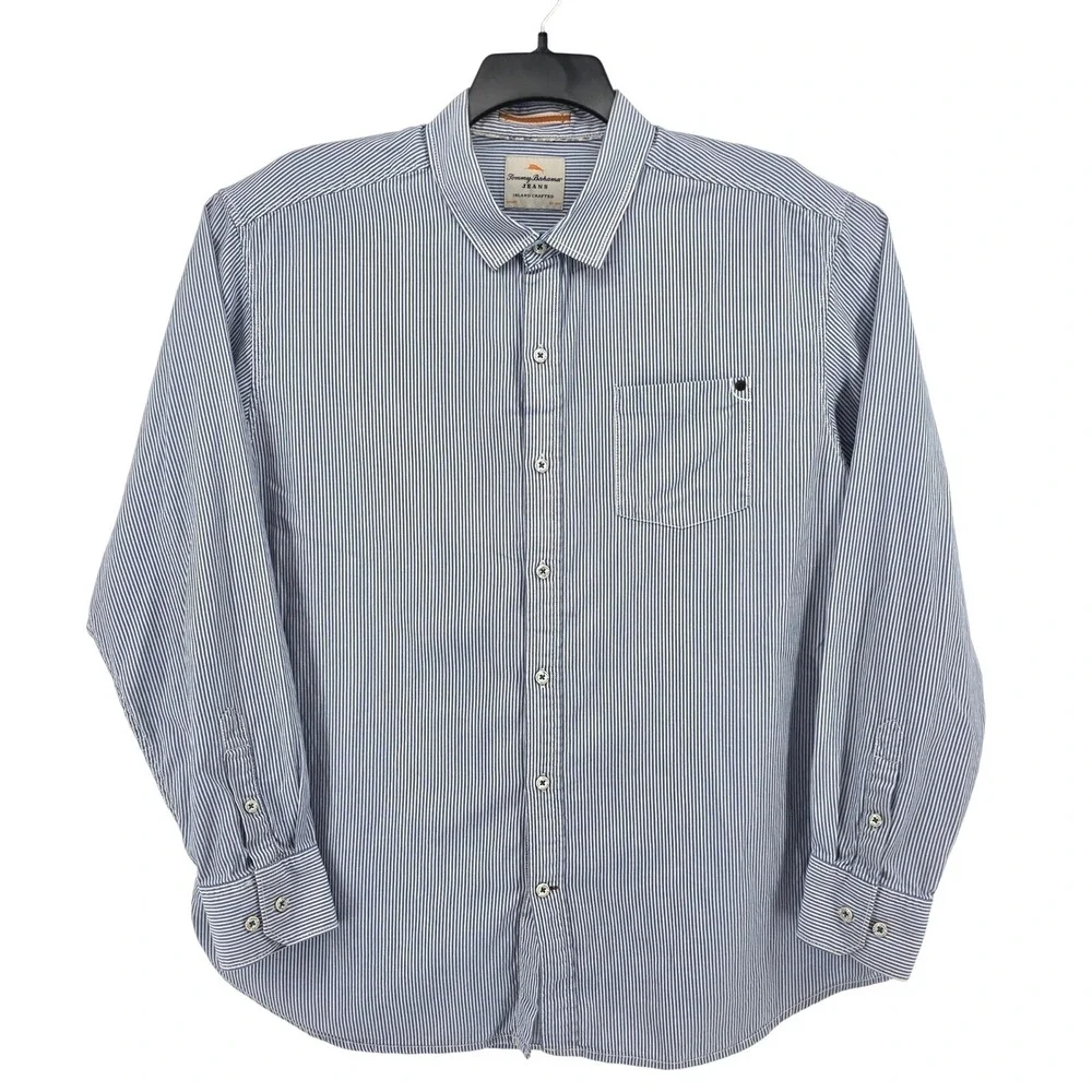 Tommy Bahama Jeans Island Crafted‎ Blue Striped Long Sleeve Shirt Mens X-Large